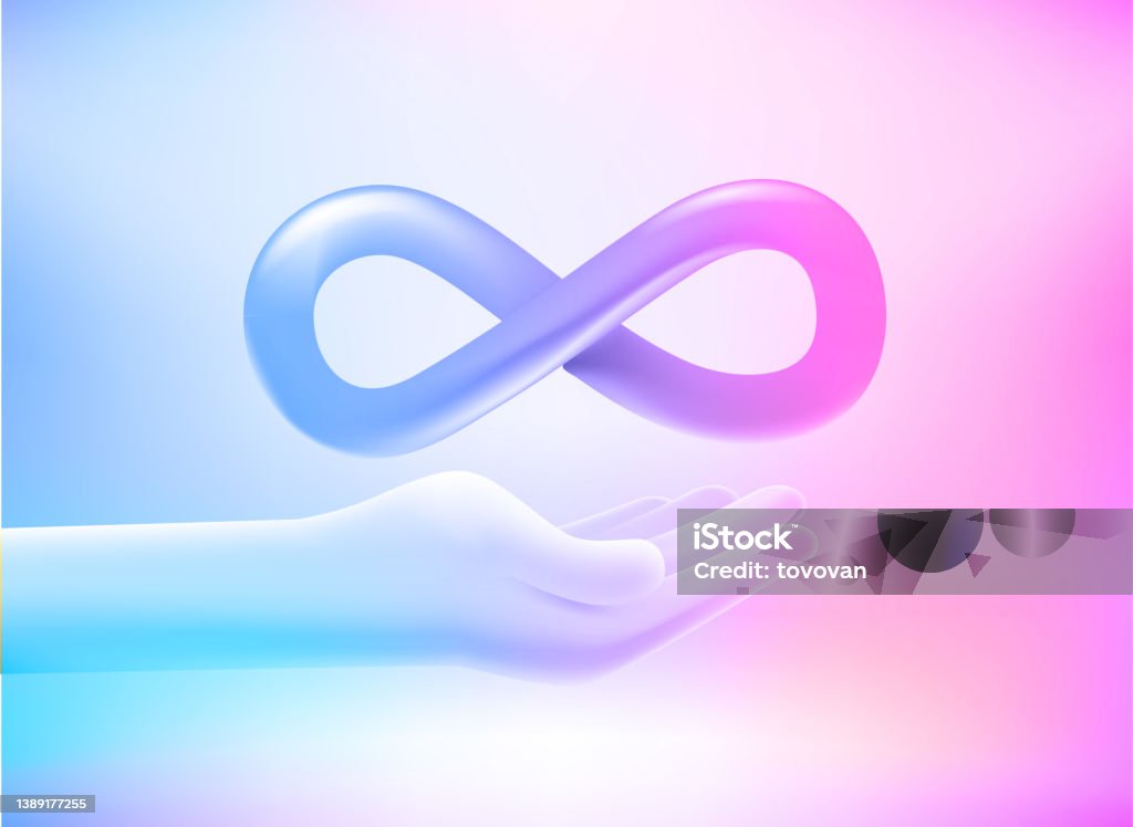 Humman Infinity Sign Human Hand Get An Infinity Sign 3d Vector Illustration With Holographic ...