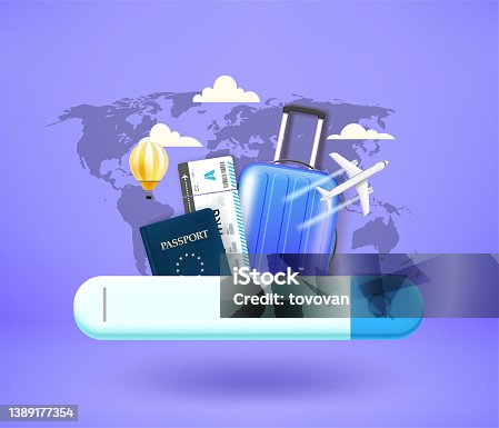istock Searching for country to travel concept. 3d vector illustration 1389177354