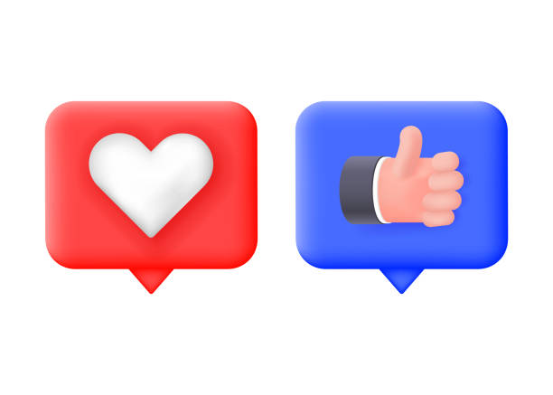 istock 3d bubble thumb up and heart icons isolated on white background. Concept of social networks. 1389178212