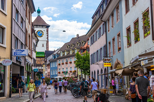Main street of the city center in Freiburg