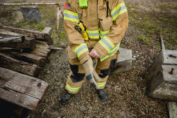 istock Female Firefighter In Uniform Portrait 1389181382