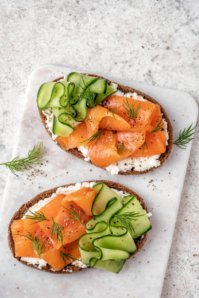 istock open sandwiches with salted salmon 1389185418