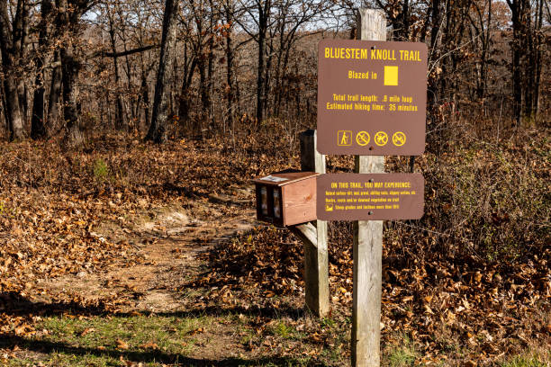 istock Bluestem Knoll Trail Marker 1389185712