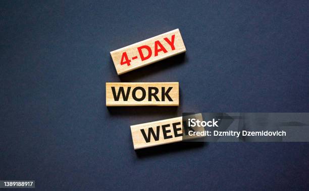 4day Work Week Symbol Concept Words 4day Work Week On Wooden Blocks On Beautiful Black Table Black Background Copy Space Business And 4day Work Week And Short Workweek Concept Stock Photo - Download Image Now