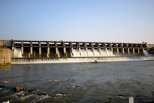 Dam water release,The excess capacity of the dam until spring-way overflows.