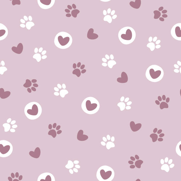 Pet paw seamless pattern.Vector illustration with pet paw and hearts. Pet paw seamless pattern.Vector illustration with pet paw and hearts. It can be used for wallpapers, wrapping, cards, patterns for clothes and other. kitten wallpaper stock illustrations