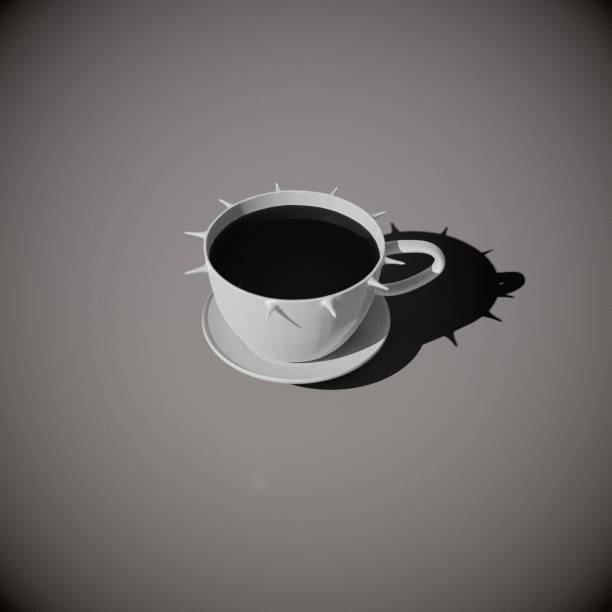It is not easy to drink coffee from this cup. 3D digital render