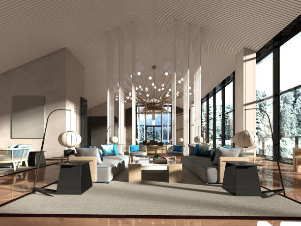 istock 3d render of modern hotel lobby 1389198467