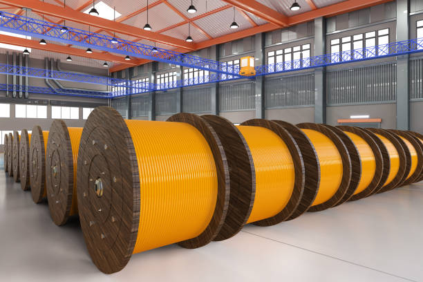 istock roll of yellow wire or cable coil 1389206280