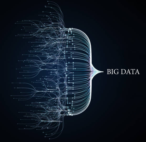 big data visualization digital data threads plot network stock photo