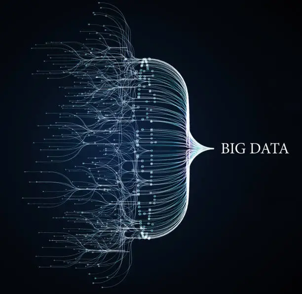 3d rendering big data visualization digital data threads plot network