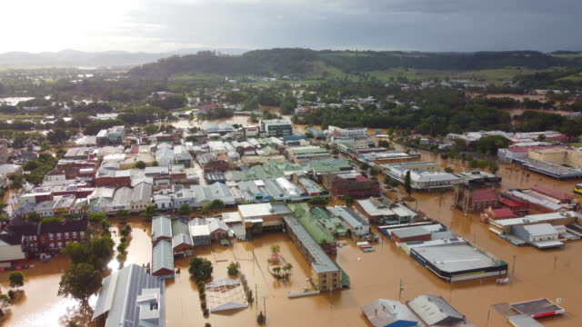 Aerial View of Flooding in Lismore , NSW, Australia