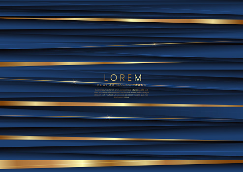 Luxury background blue horizontal oblique lines and gold. You can use for ad, poster, template, business presentation. Vector illustration