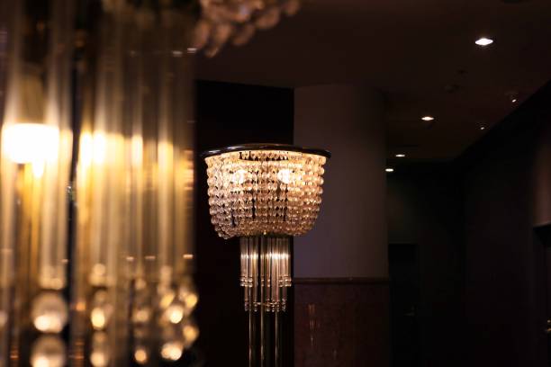Luxurious chandelier in the hotel atrium stock photo