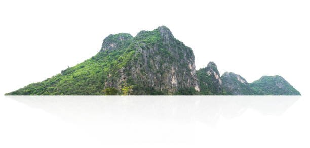 istock rock mountain hill with green forest isolate on white background 1389231175