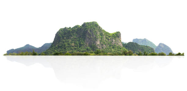 istock rock mountain hill with green forest isolate on white background 1389231179
