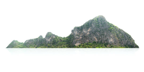 istock rock mountain hill with green forest isolate on white background 1389231183