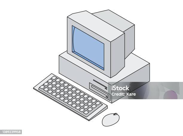 Illustration Of A Classic Computer Isometric Stock Illustration ...