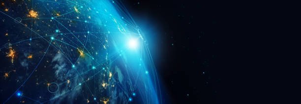 istock Global network background, Communication technology for internet business. Social network and telecommunication on cyberspace,  global computer networks. Elements of this image furnished by NASA. 1389240120