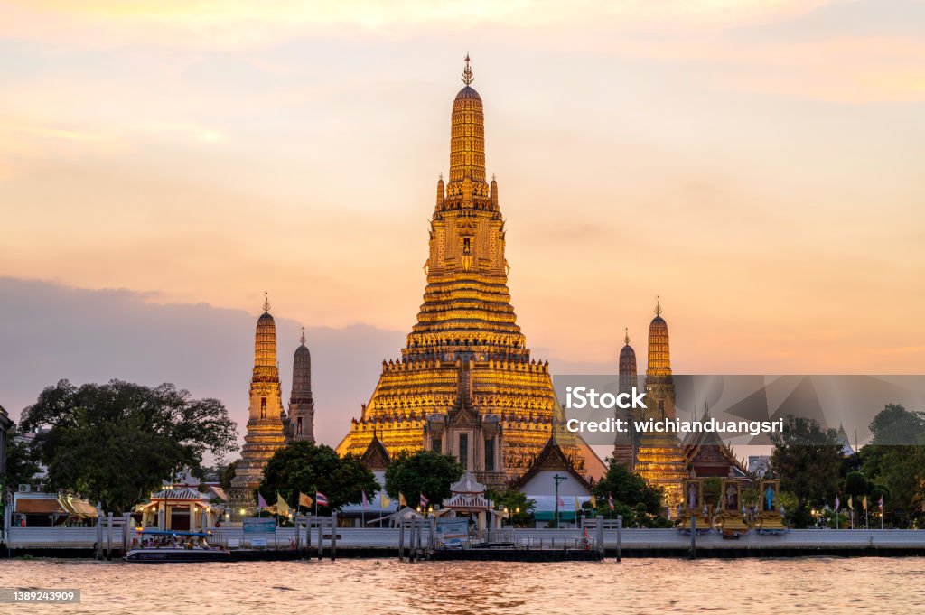 Wat Arun Temple at sunset in Bangkok, Thailand Bangkok Stock Photo