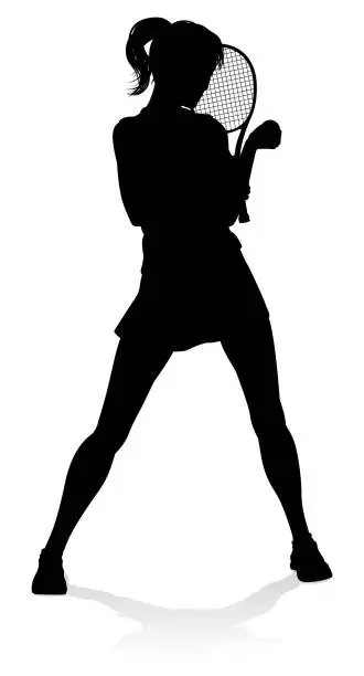 Vector illustration of Tennis Player Woman Sports Person Silhouette