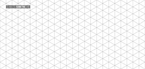 abstrakcyjny izometryczny wektor siatki bezszwowy wzór. czarno-biała tekstura trójkątów cienko-liniowych. monochromatyczna mozaika geometryczna minimalistyczne tło. kreślenie sześciokątnej, trójkątnej linijki do szkicowania. - drafting stock illustrations