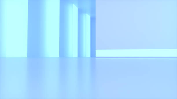 istock Empty room with neon lights abstract modern architecture background 1389262488