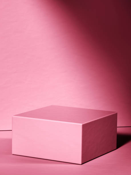istock Pink cubic pedestal and partly screened background. 3d computer graphic template of displaying place for your products. 1389263796