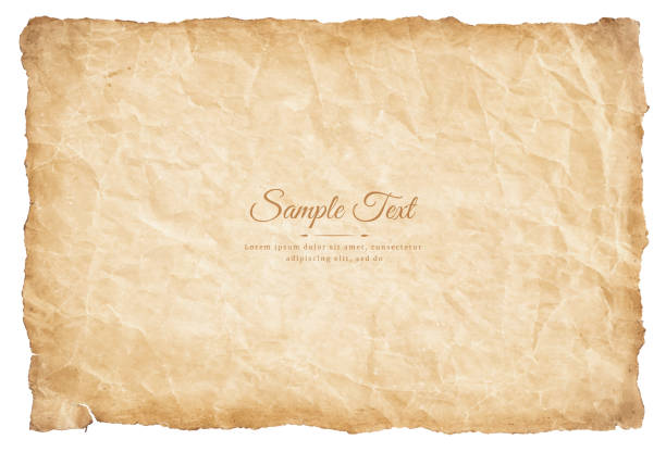 old parchment paper sheet vintage aged or texture isolated on white background old parchment paper sheet vintage aged or texture isolated on white background. treasure map texture stock illustrations
