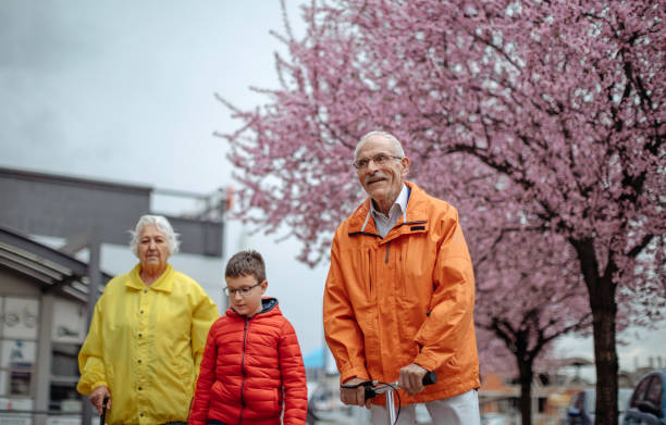 istock Old people walking in the spring 1389269203