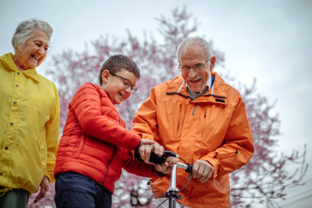 istock Old people walking in the spring 1389269257