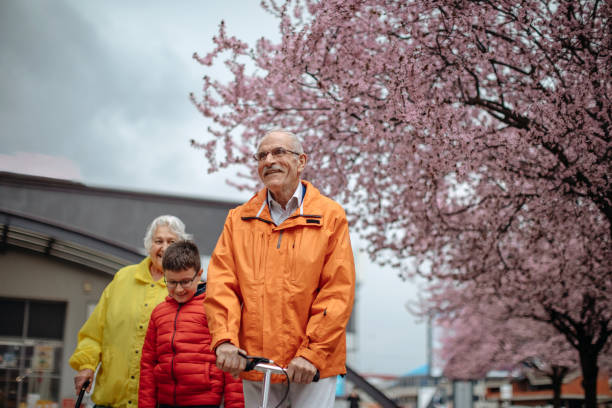 istock Old people walking in the spring 1389269260