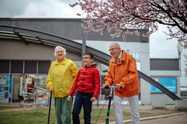 istock Old people walking in the spring 1389269943