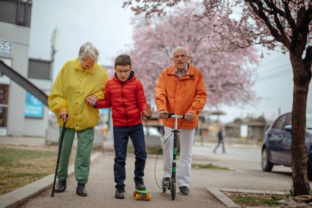 istock Old people walking in the spring 1389269970