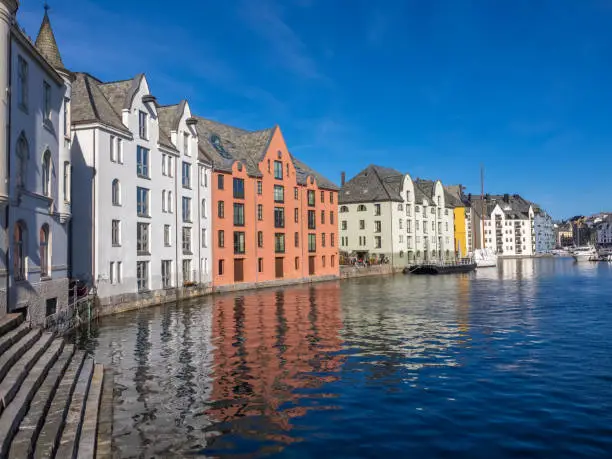 Photo of Stunning historical architecture in the port city of Ãlesund (Aalesund), MÃ¸re og Romsdal, Norway.