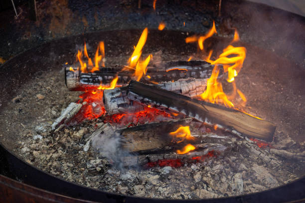 istock a fireplace with burning wood 1389274807