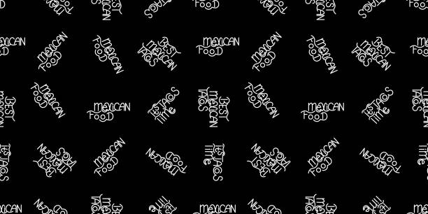istock The hand drawing inscription: Mexican tacos, mexican food, It is taco time. Seamless pattern. Vector illustration 1389276645