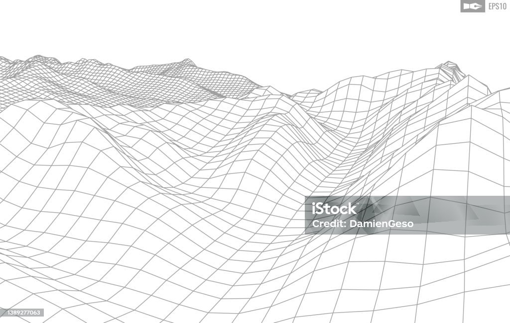 Simple Background Wire Frame Wireframe Landscape On White Background Abstract Geometric Vector ...