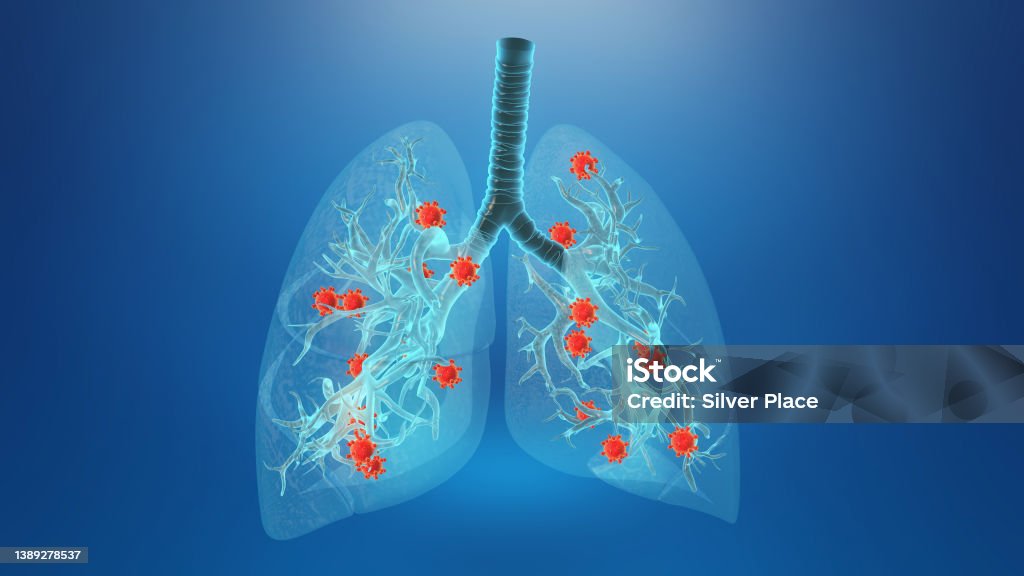 Coronavirus infecting human lungs background Lung Stock Photo
