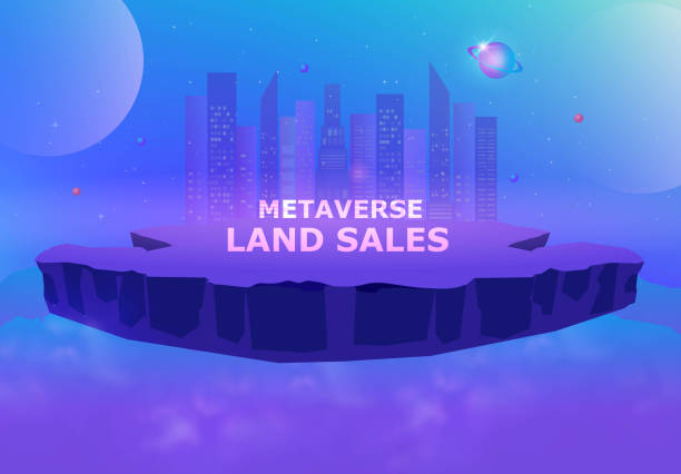 ilustraciones, imágenes clip art, dibujos animados e iconos de stock de concepto de venta de terrenos de metaverse, terreno virtual, bienes raíces digitales e inversión inmobiliaria en ilustración vectorial de fondo de metaverso. - red ground