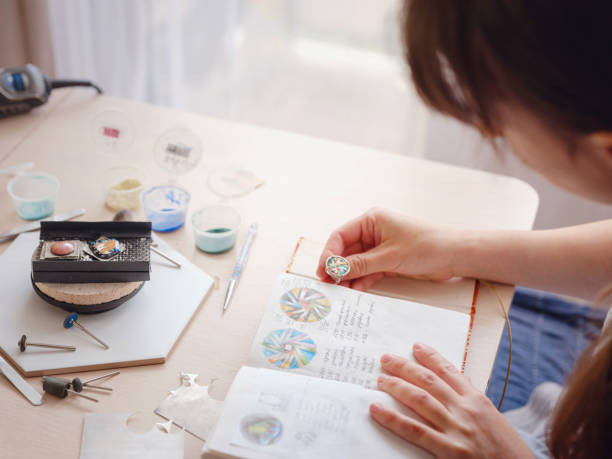 istock Jewelry designer workplace at home. 1389279004