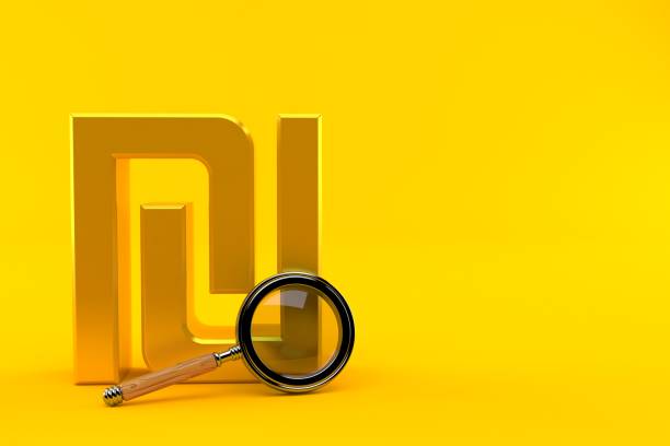 istock Shekel currency symbol with magnifying glass 1389280960