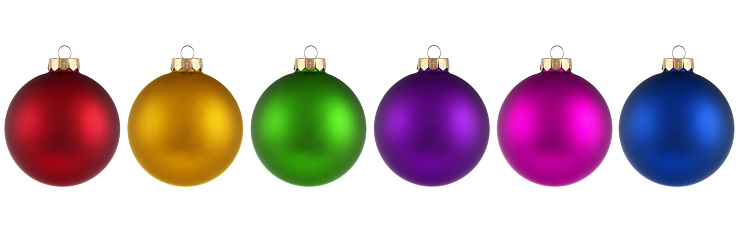 Multi colored Christmas lights on the white background with copy space