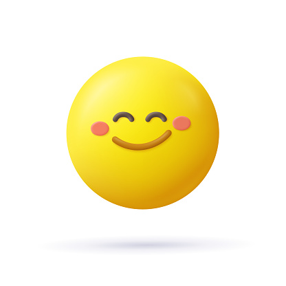 Happy emoji. Smiling face emoticon. 3d vector icon. Cartoon minimal style.