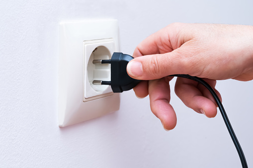 Power Outlet Over White Background