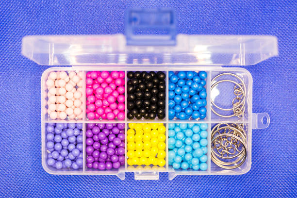 istock Container organizer with cells for small items for women's needlework and creativity 1389291636