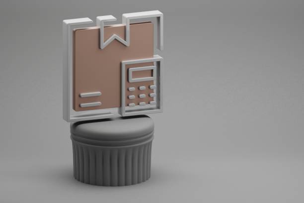 istock Beautiful abstract illustrations Delivery Box Calculator symbol icons on a column and wonderful background. 3d rendering illustration. Background pattern for design. Online Shopping. 1389294558