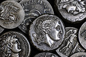 Coin with Alexander the Great portrait and Ancient Greek coins