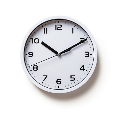 Wall clock on white background.