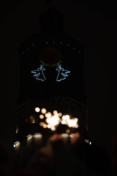 clock tower, water tower, evening tower. - clock tower flash imagens e fotografias de stock